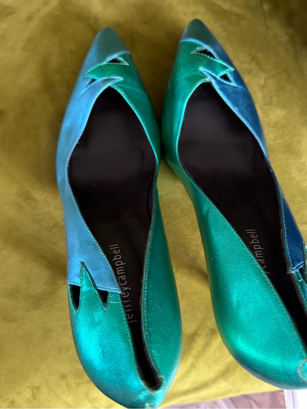 Jeffrey Campbell Electric Teal & Turquoise Peak-a-Boo Pointed Toe Pumps - Picture 4 of 16